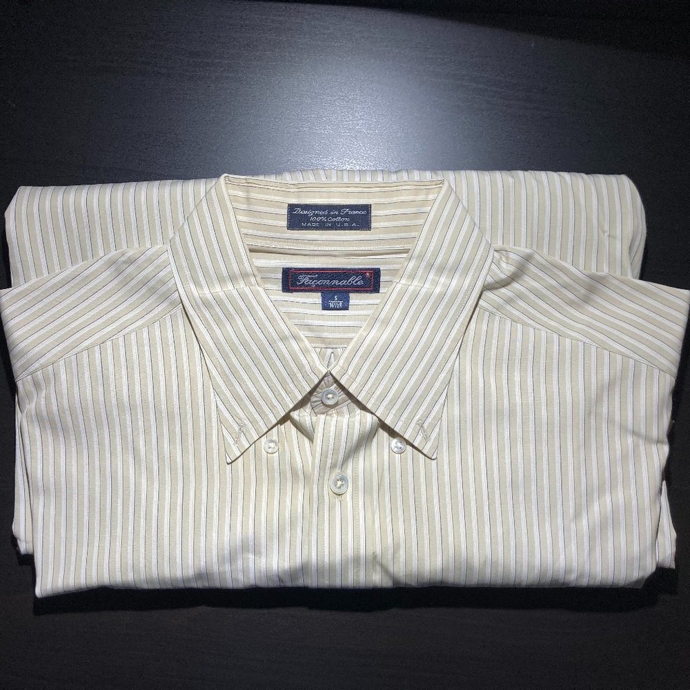 Faconnable Men’s Long Sleeve Striped Dress Shirt